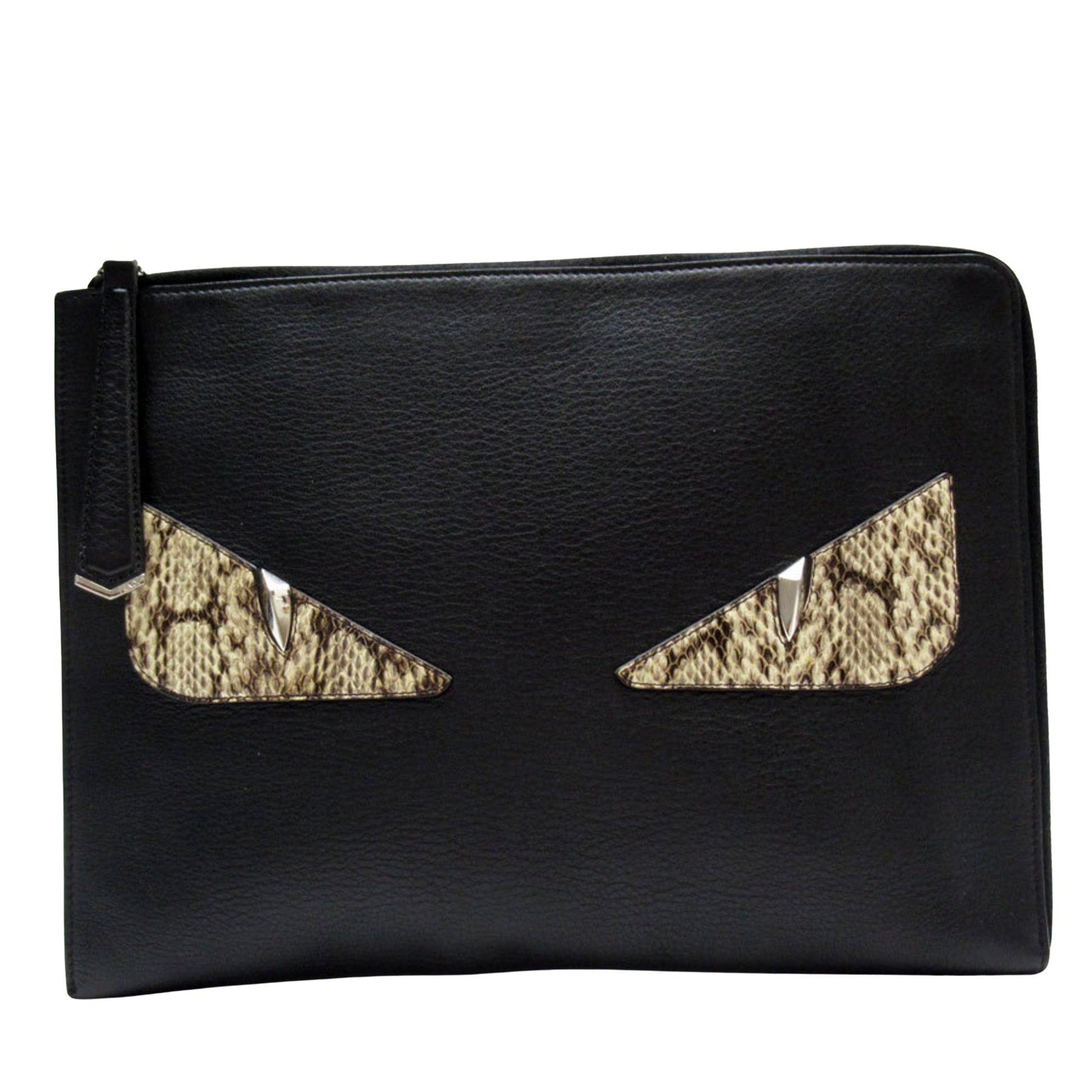 Fendi Monster Beige Leather Clutch Bag