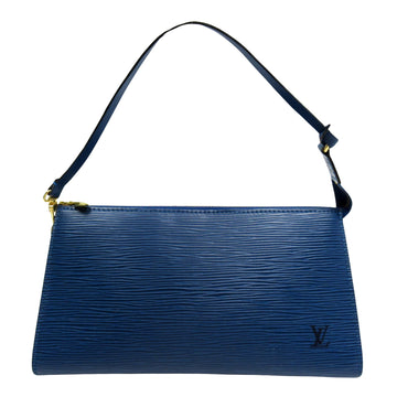 Louis Vuitton Pochette Accessoire Blue Leather Clutch Bag