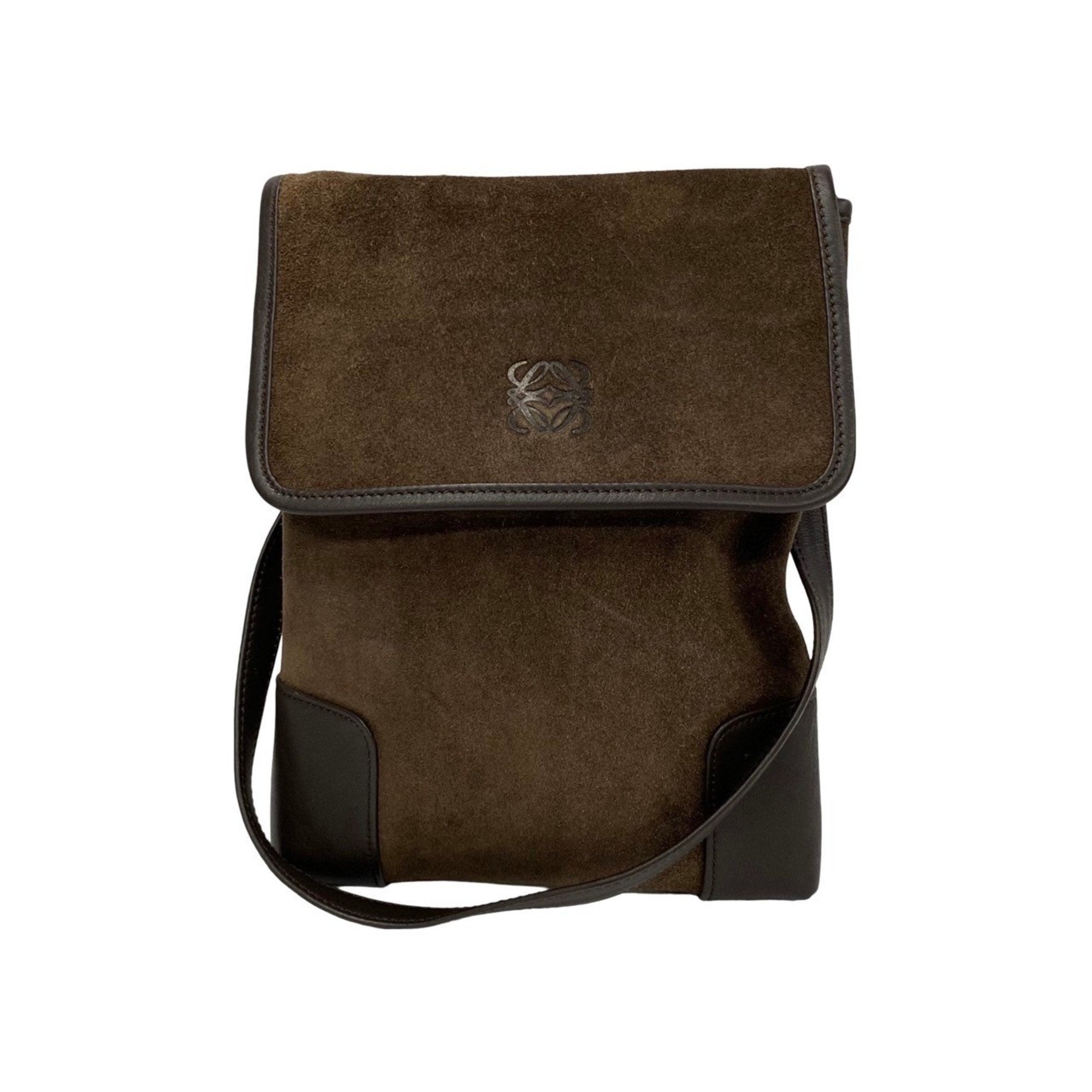 Loewe Anagram Brown Suede Clutch Bag