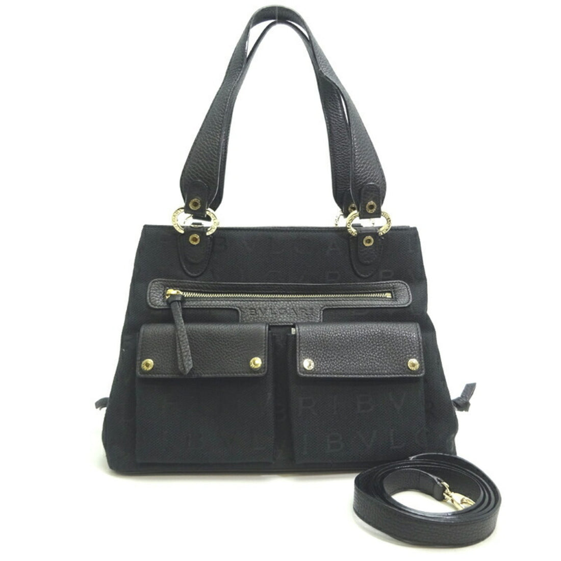 Bulgari Becky Black Canvas Handbag 