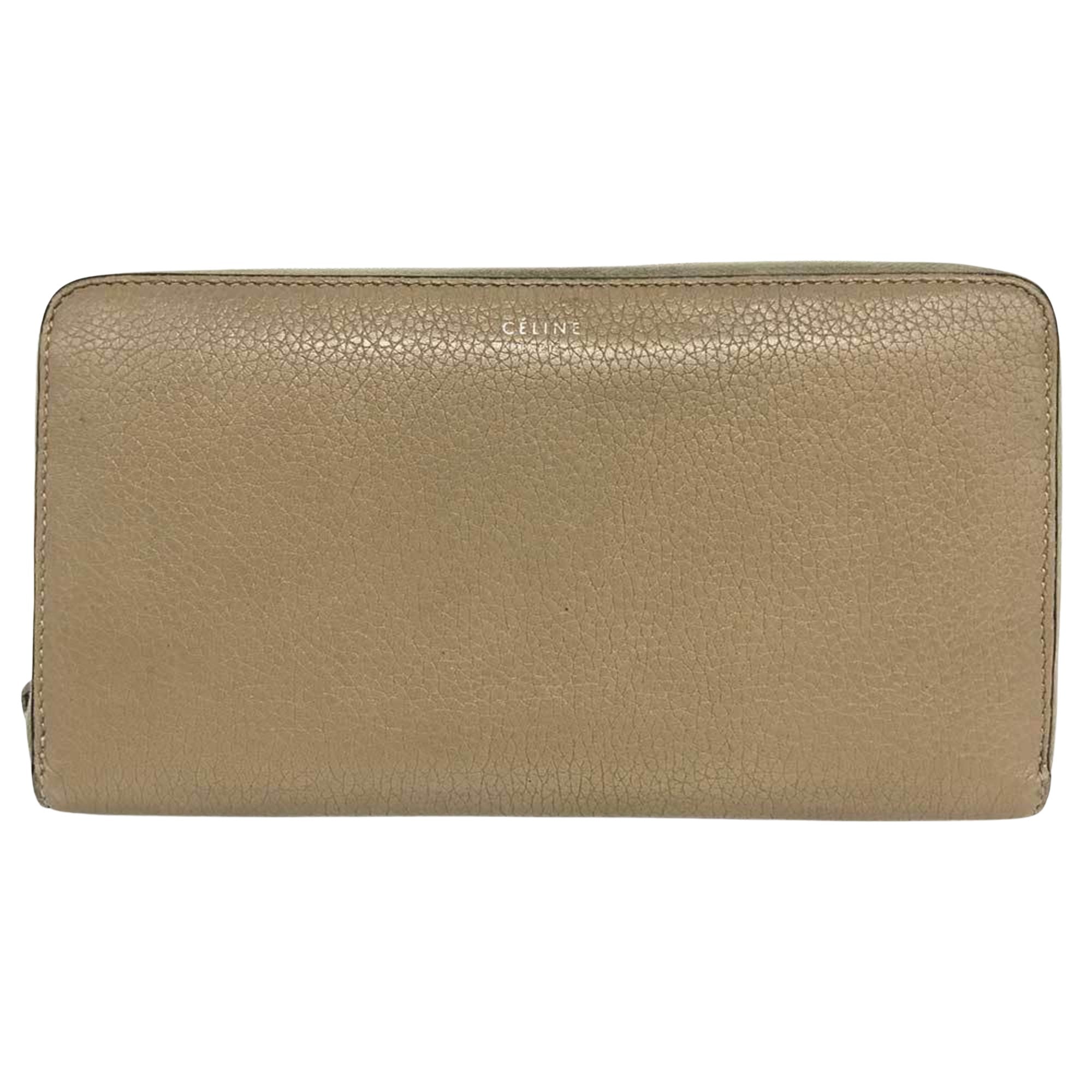 Céline Zip Around Beige Leather Wallet 