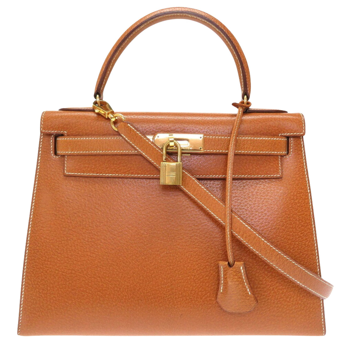 Hermès Kelly 28 Camel Leather Handbag 