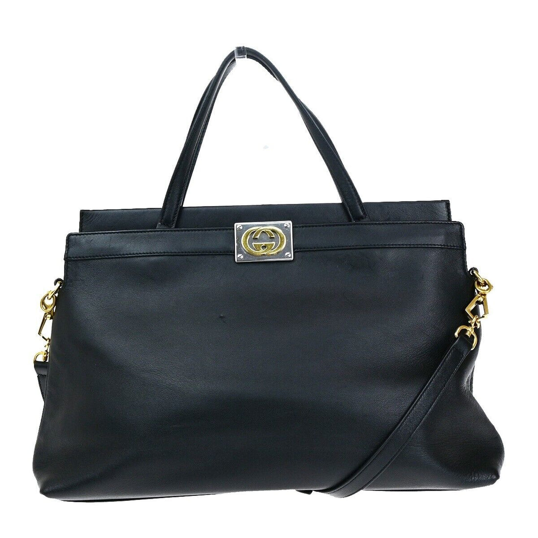 Gucci Interlocking G Black Leather Handbag 