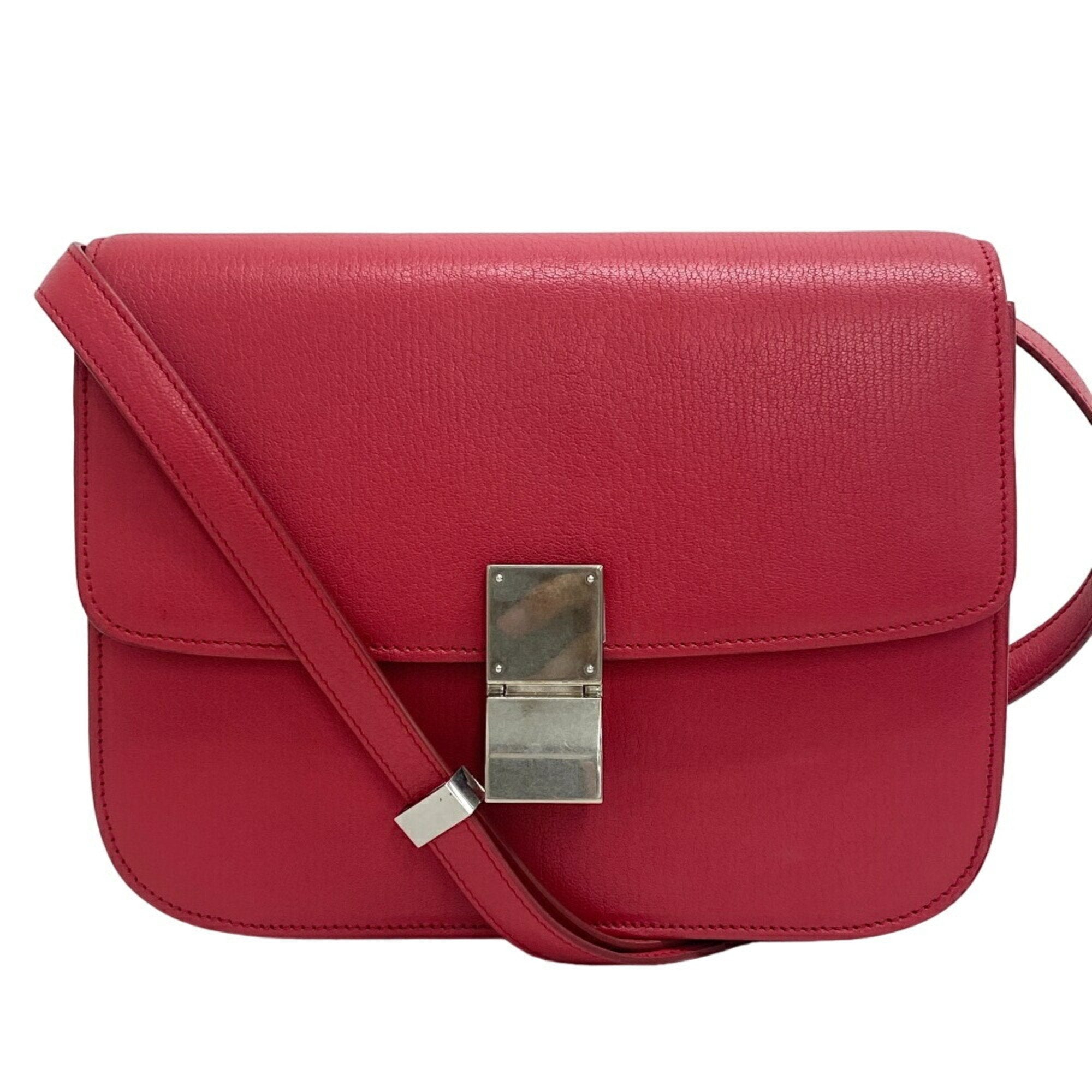 Céline Classic Red Leather Shoulder Bag