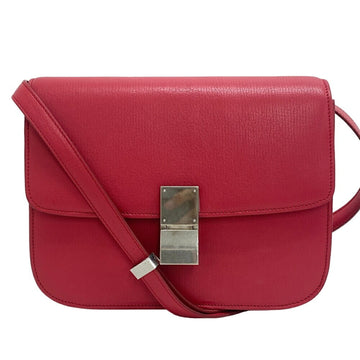 Céline Classic Red Leather Shoulder Bag