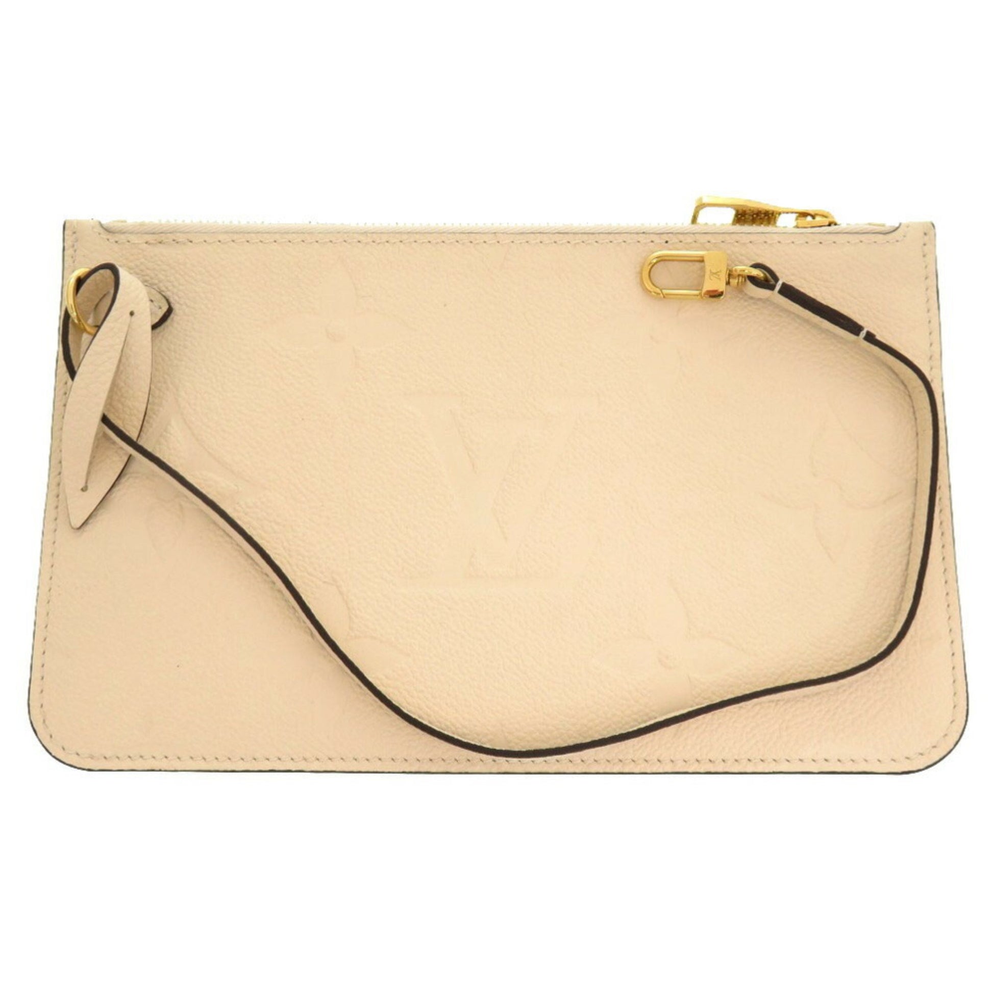 Louis Vuitton Neverfull pouch Beige Leather Clutch Bag