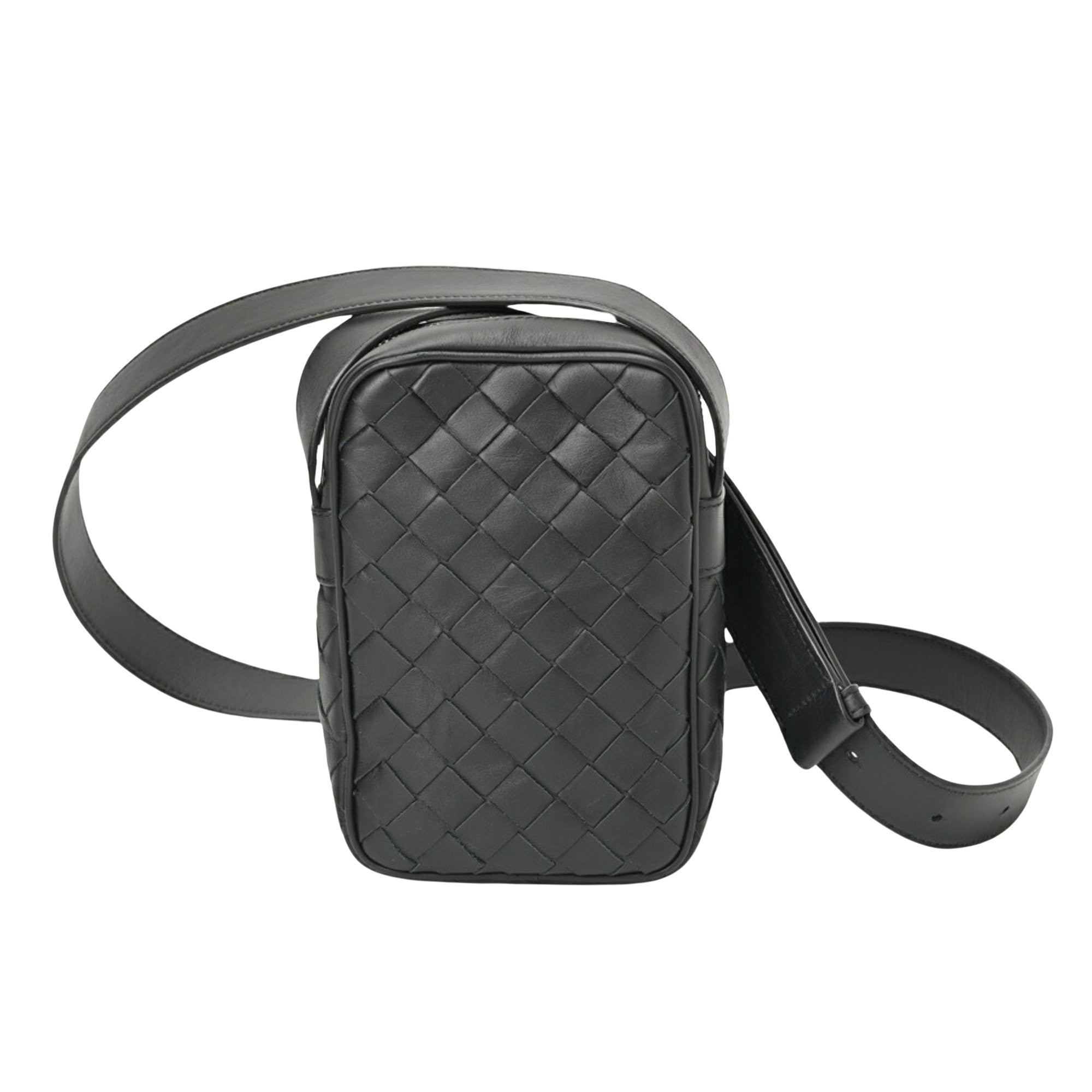 Bottega Veneta Intrecciato Black Leather Clutch Bag