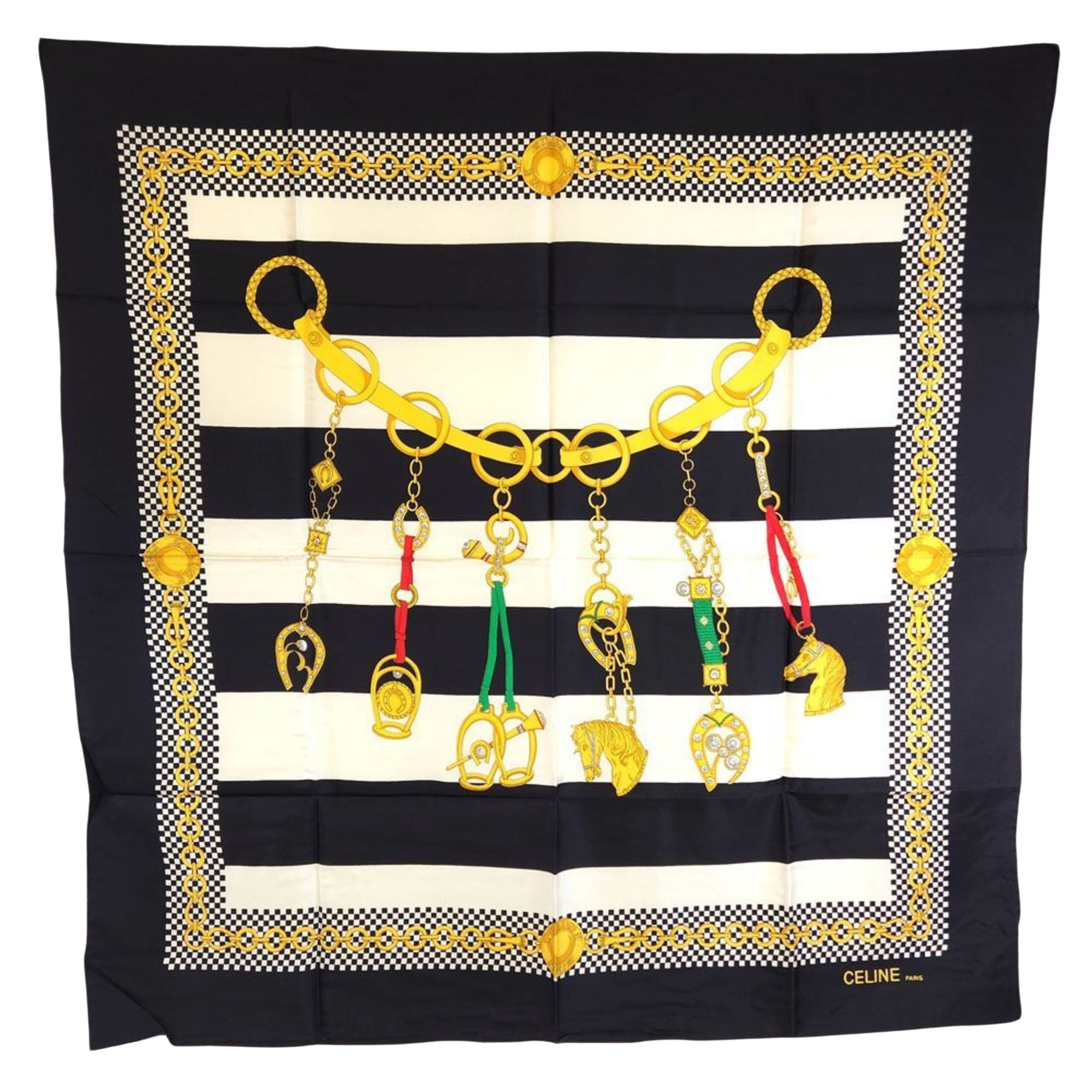 Céline Black Silk Scarf 