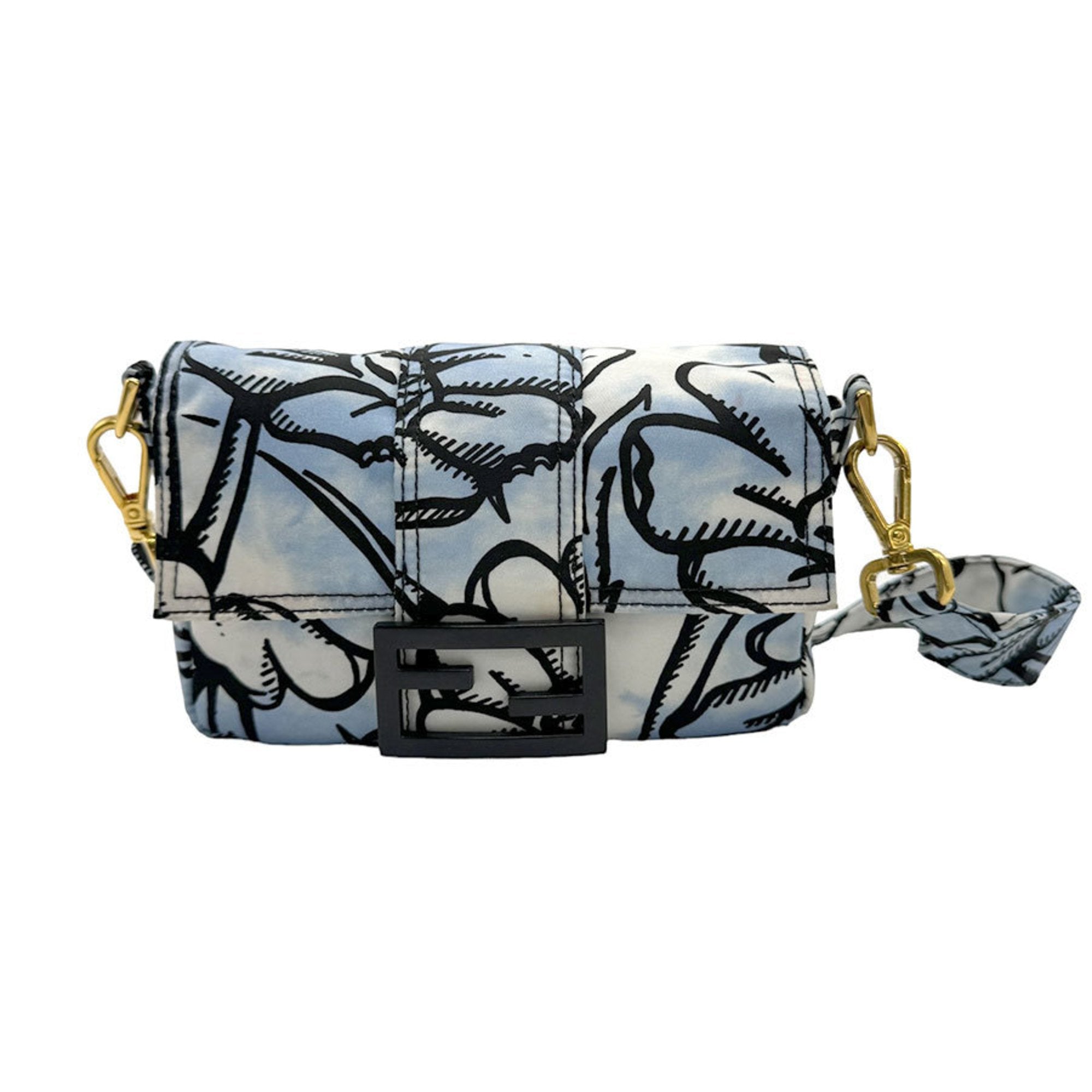 Fendi Baguette Blue Synthetic Shoulder Bag