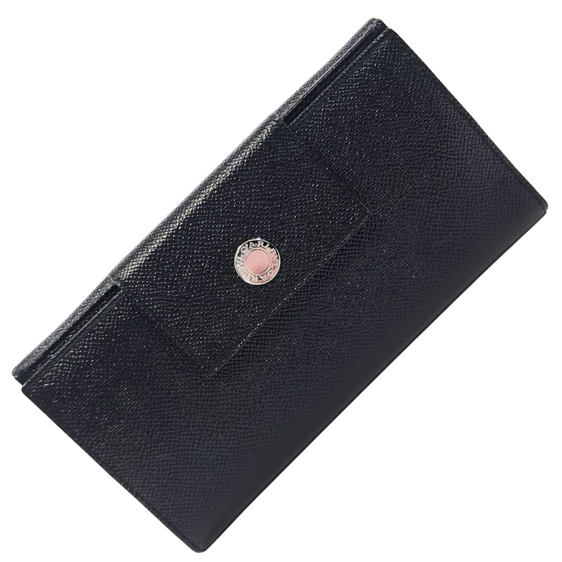 Bulgari W hook Black Leather Wallet 