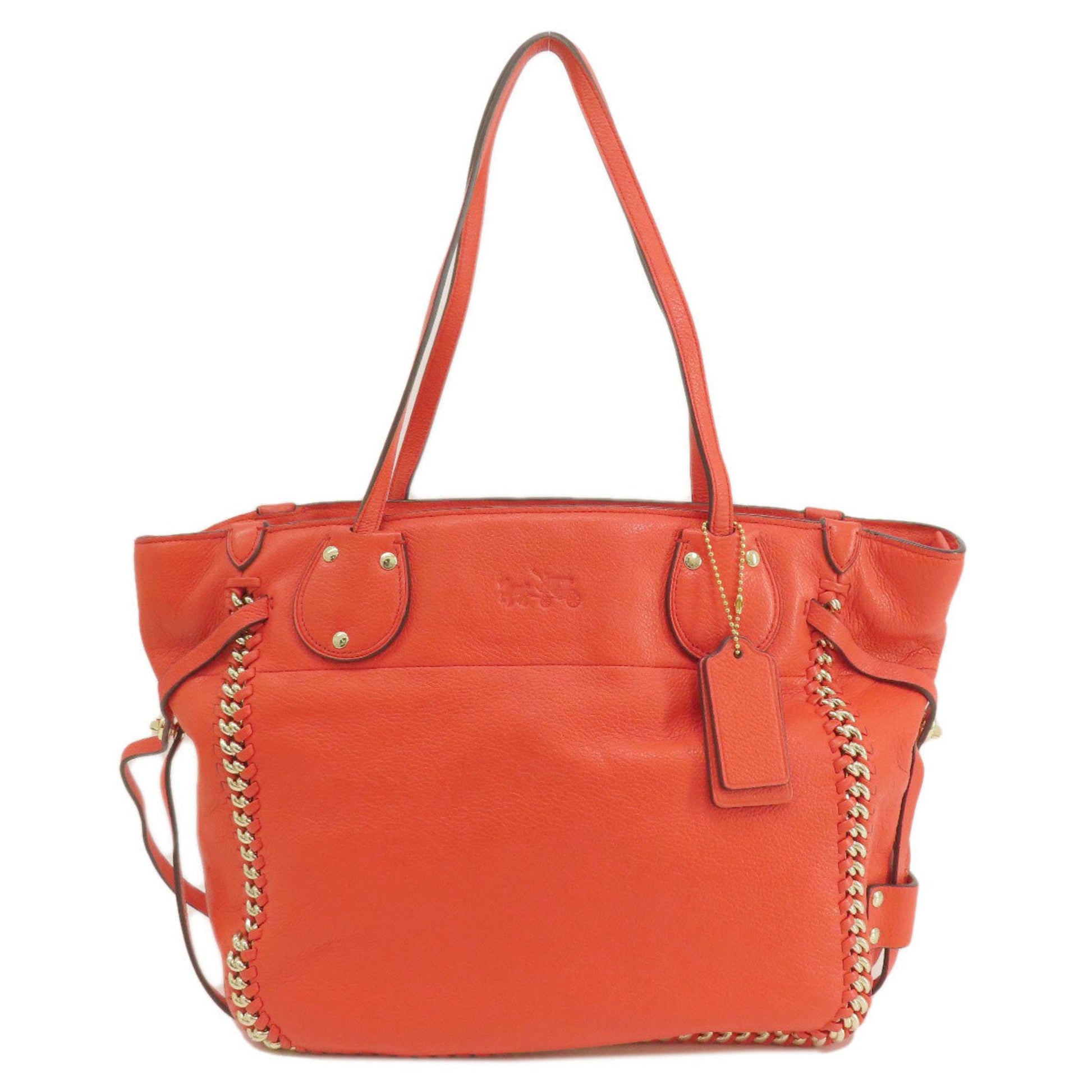 Coach Orange Leather Tote Bag