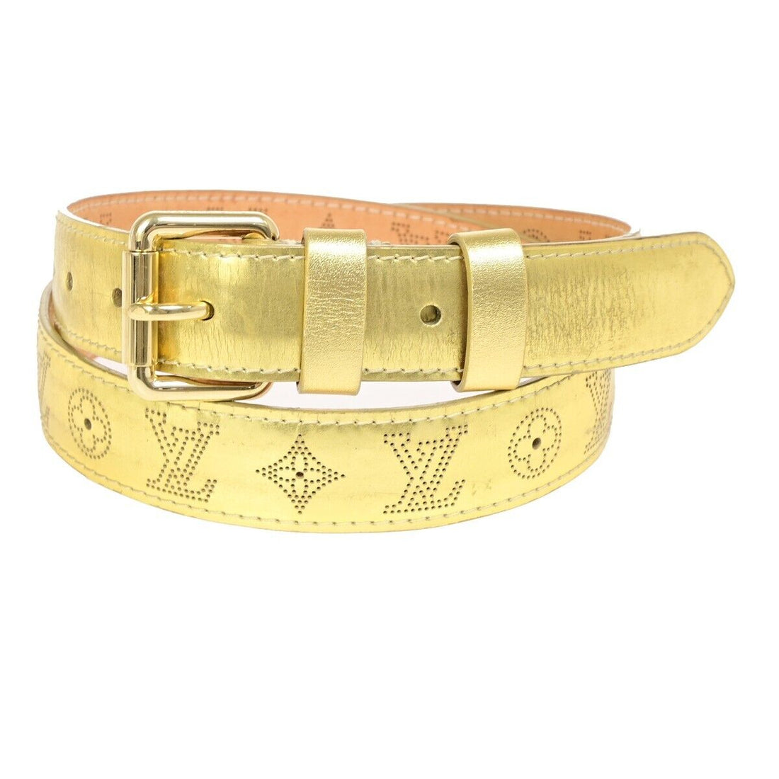 Louis Vuitton Mahina Gold Leather Belt 