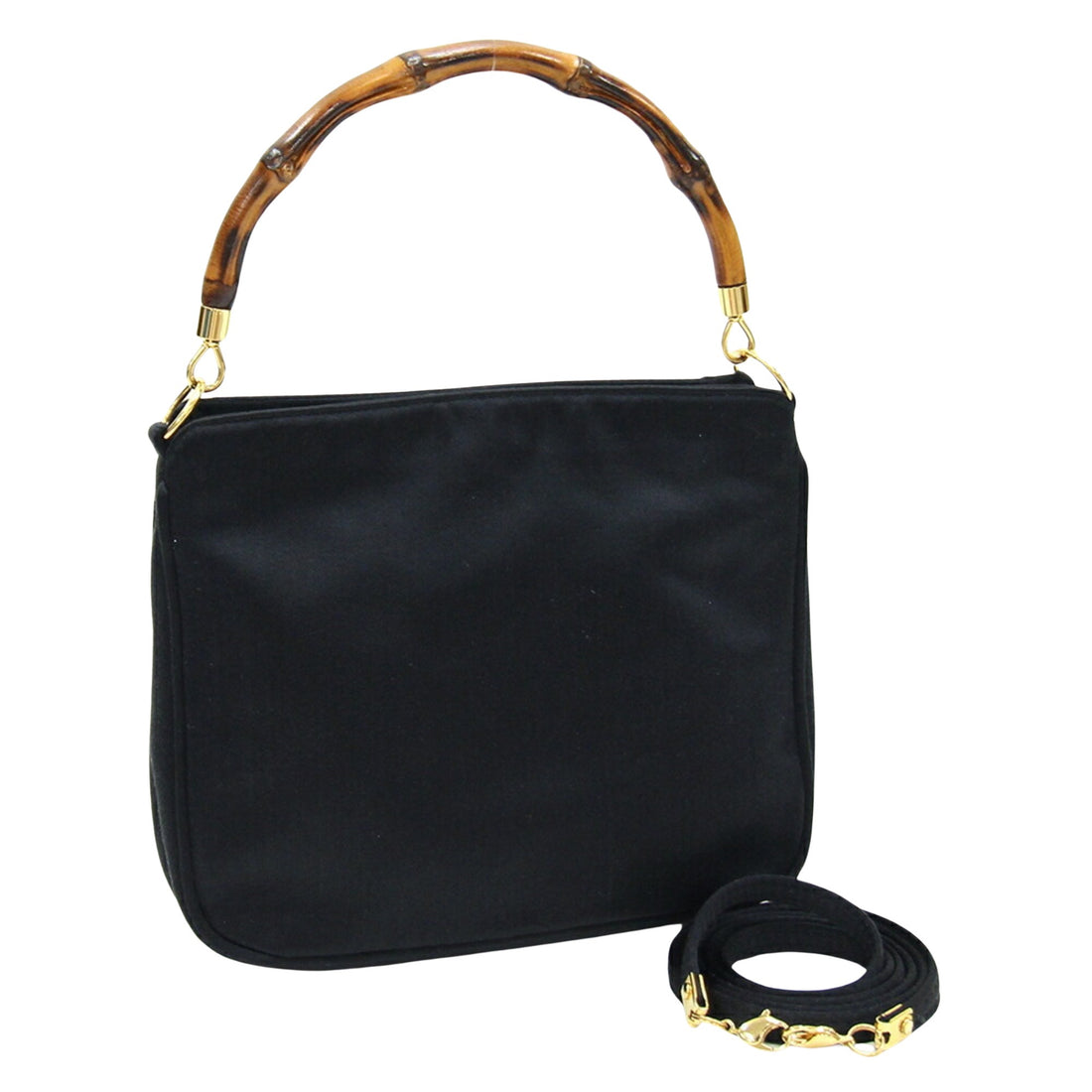 Gucci Bamboo Black Silk Handbag 