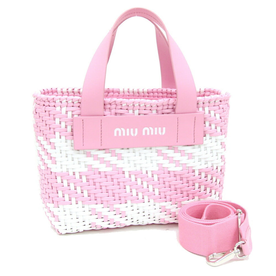 Miu Miu Intreccio Pink Leather Tote Bag