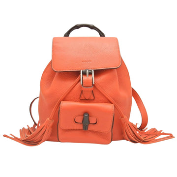 Gucci Bamboo Orange Leather Backpack Bag