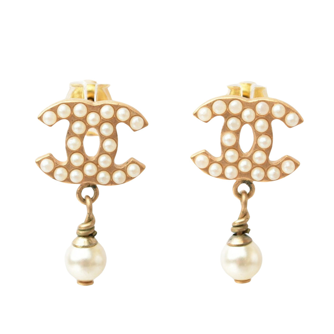 Chanel Coco Mark White Metal Earring 