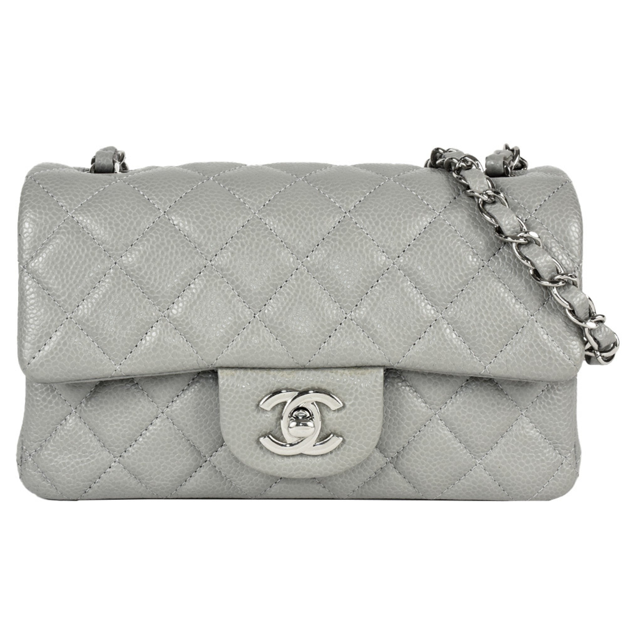 Chanel Chevron Grey Leather Shoulder Bag