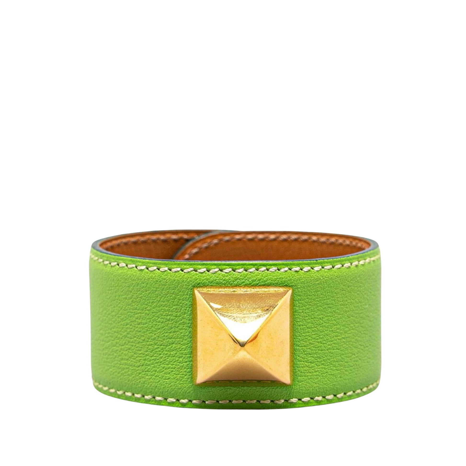 Hermès Medor Green Leather Bracelet 