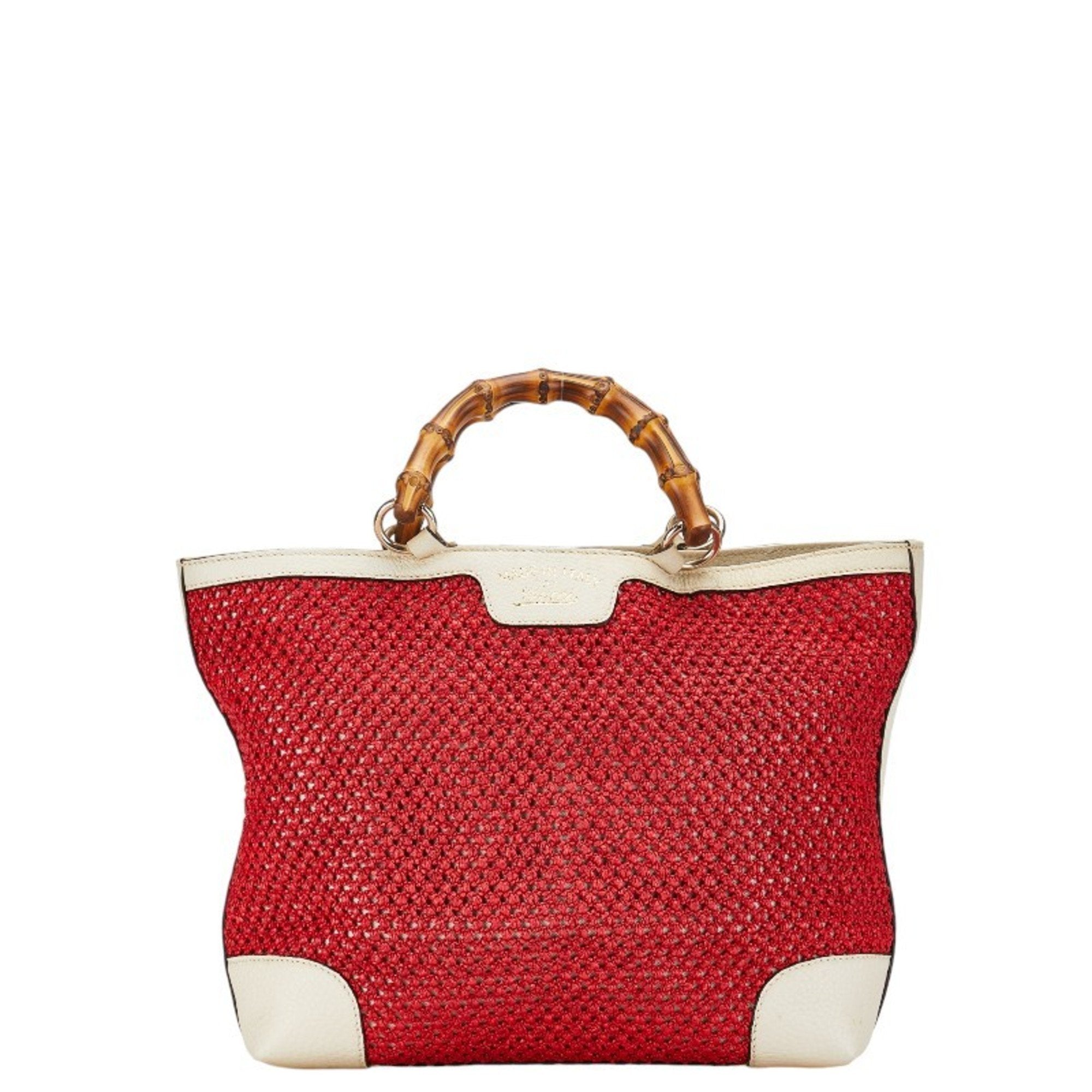 Gucci Bamboo Red Synthetic Handbag 