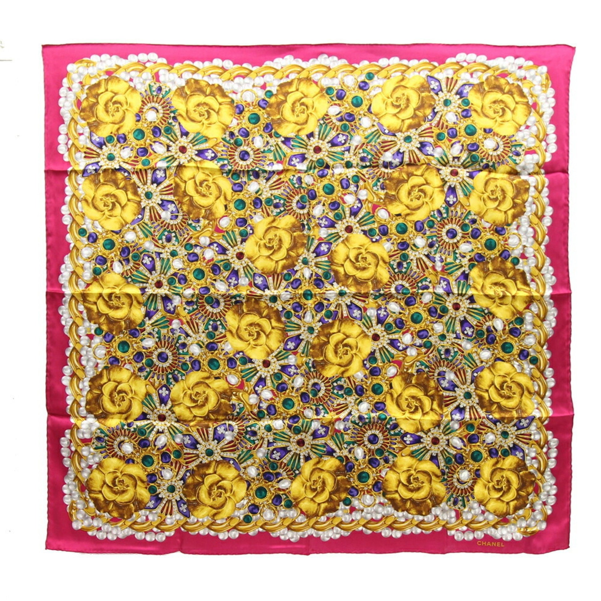 Chanel Camellia Multicolour Silk Scarf 