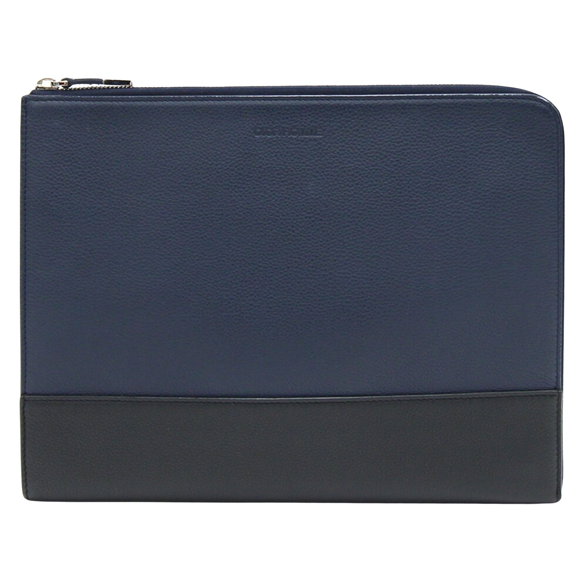 Dior -- Navy Leather Clutch Bag