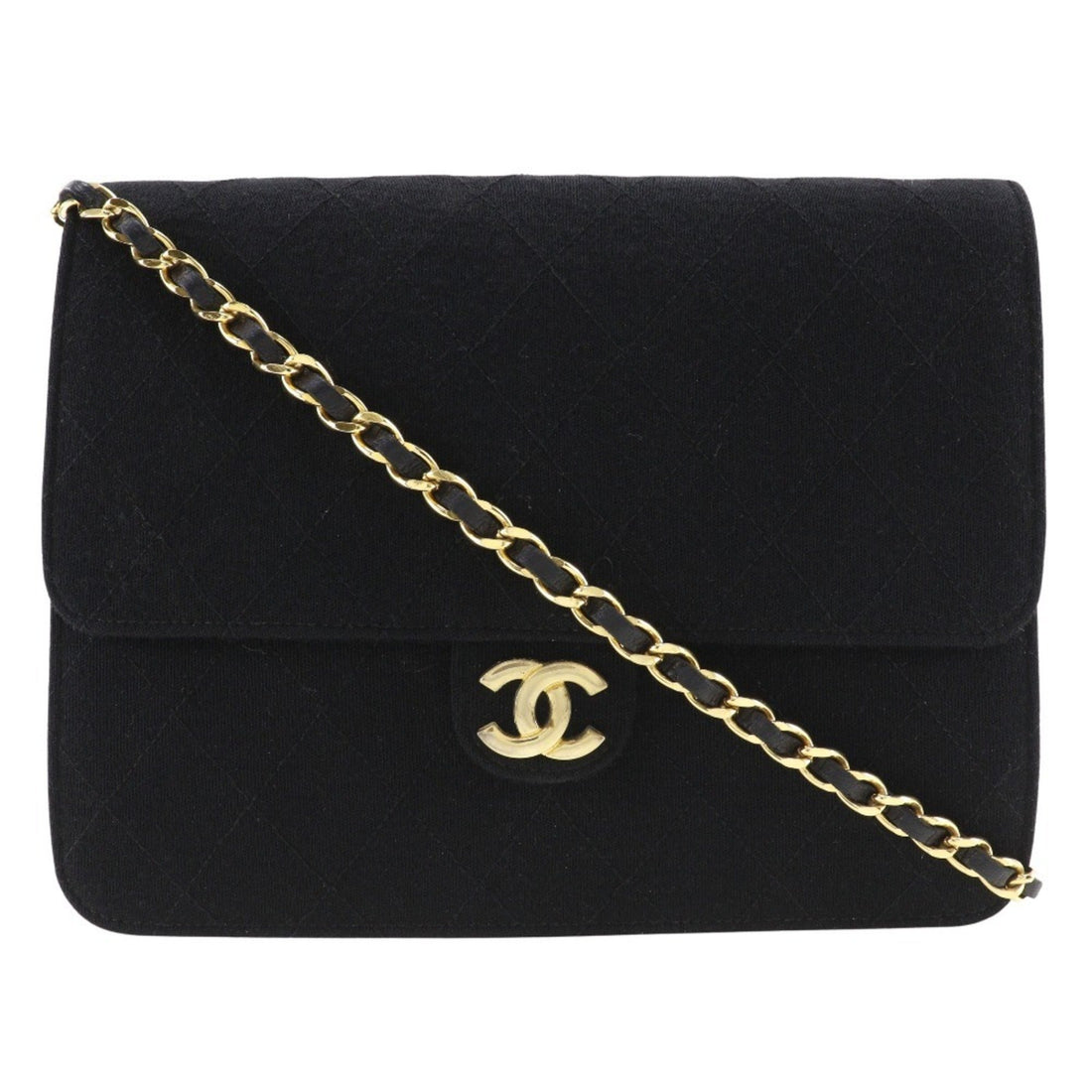 Chanel Wallet On Chain Black Cotton Shoulder Bag