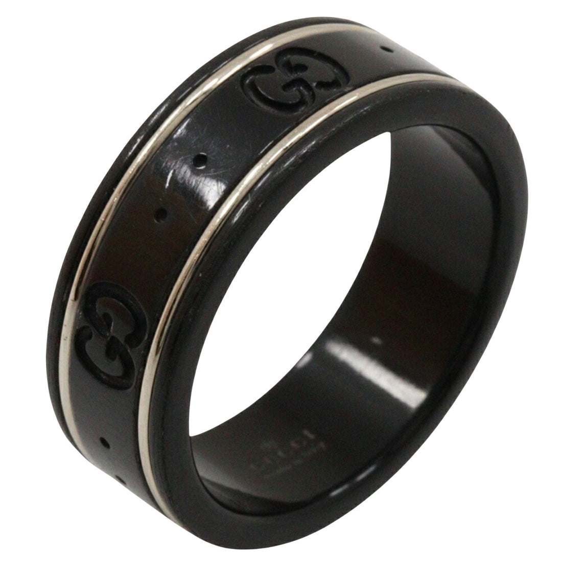 Gucci Icon Black White Gold Ring 