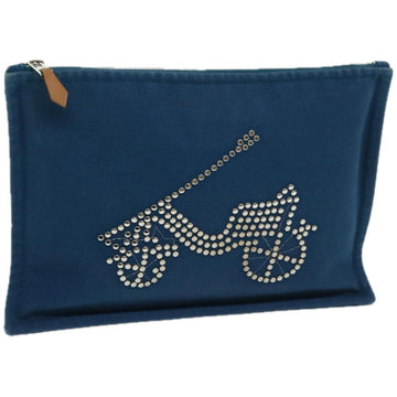 Hermès Blue Canvas Clutch Bag