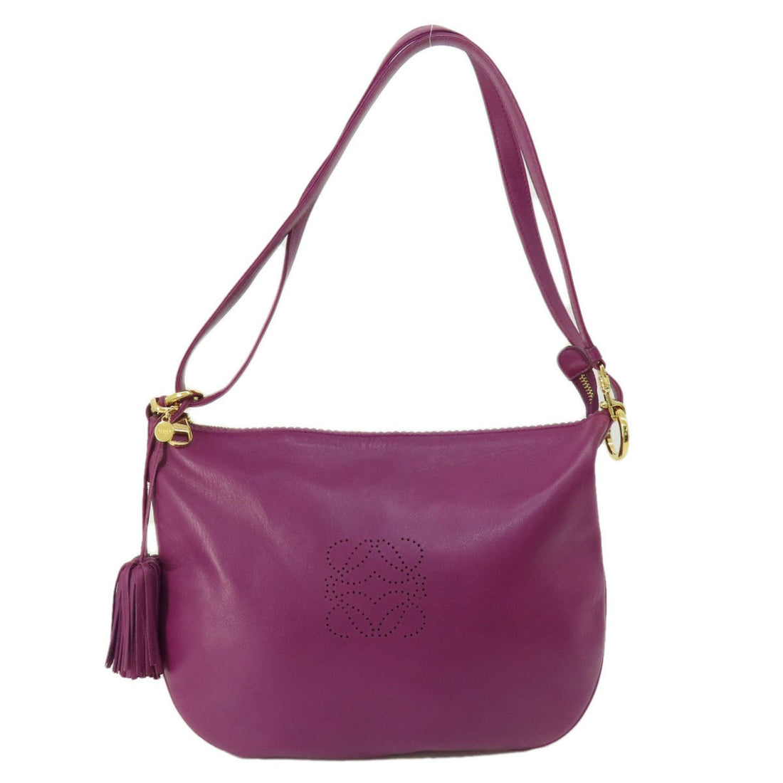 Loewe Anagram Purple Leather Shoulder Bag