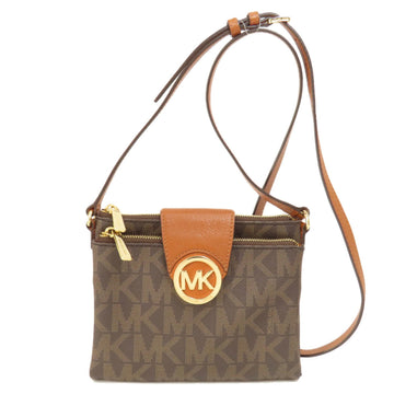 Michael Kors Fulton Brown Canvas Shoulder Bag