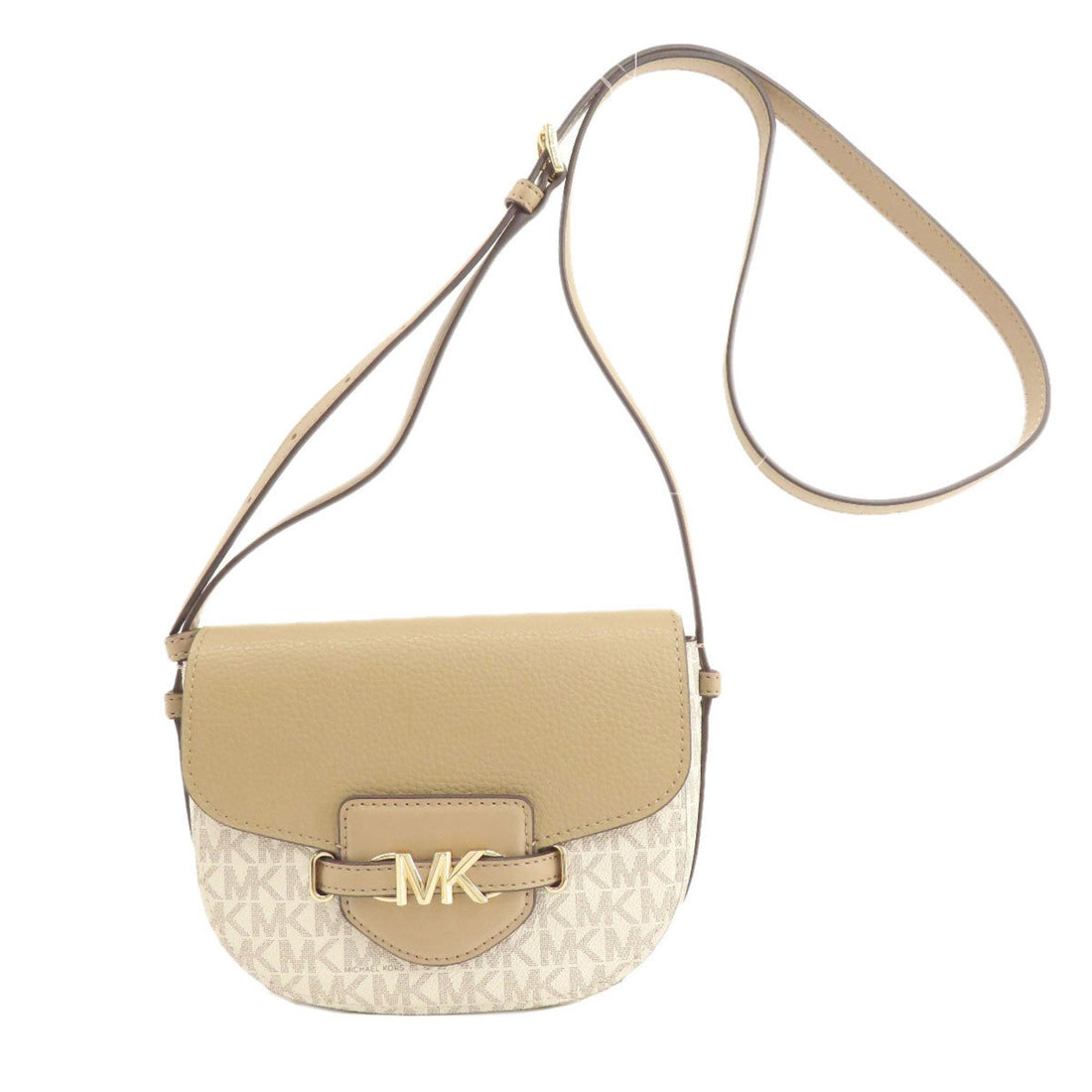 Michael Kors Reed Beige Canvas Shoulder Bag