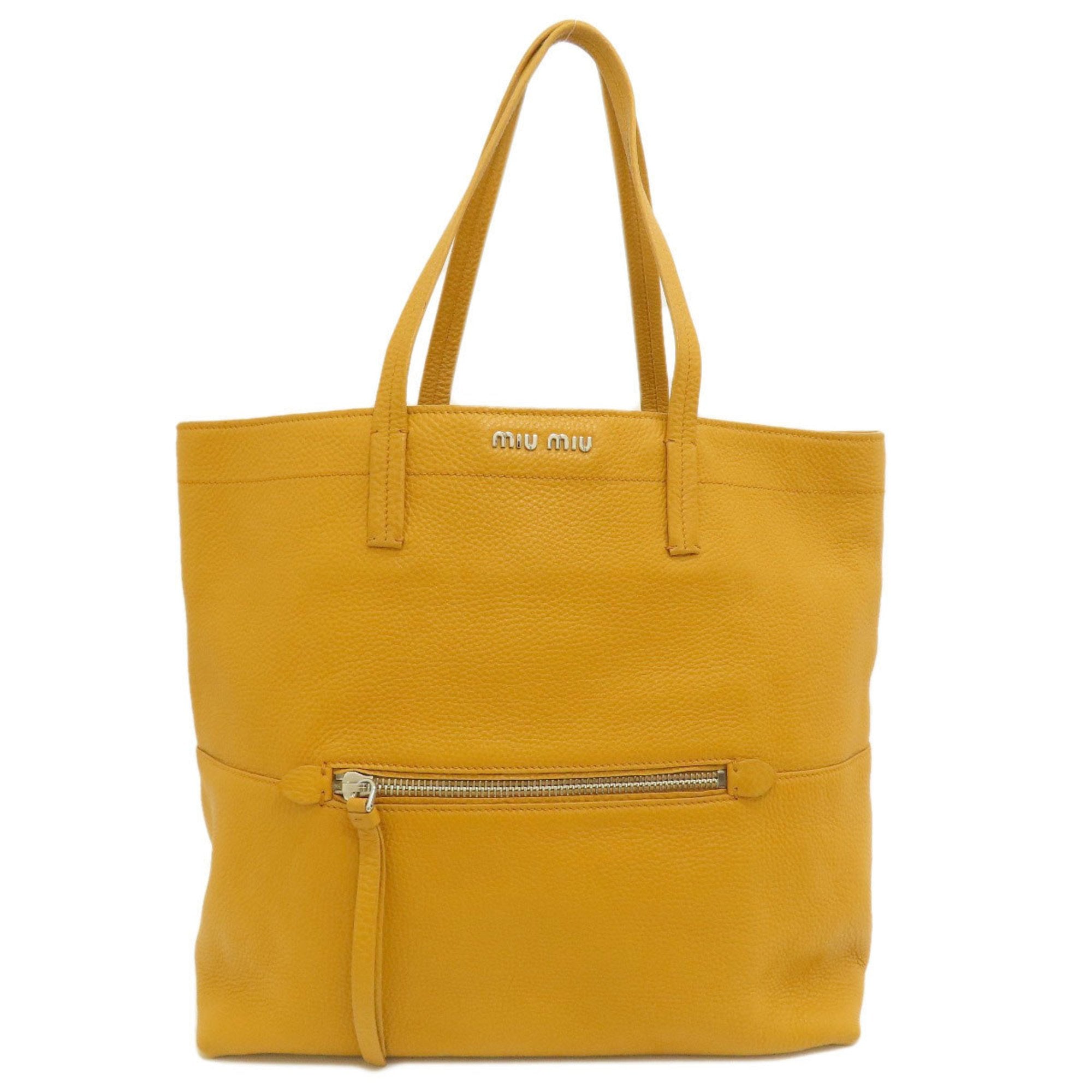 Miu Miu Yellow Leather Tote Bag