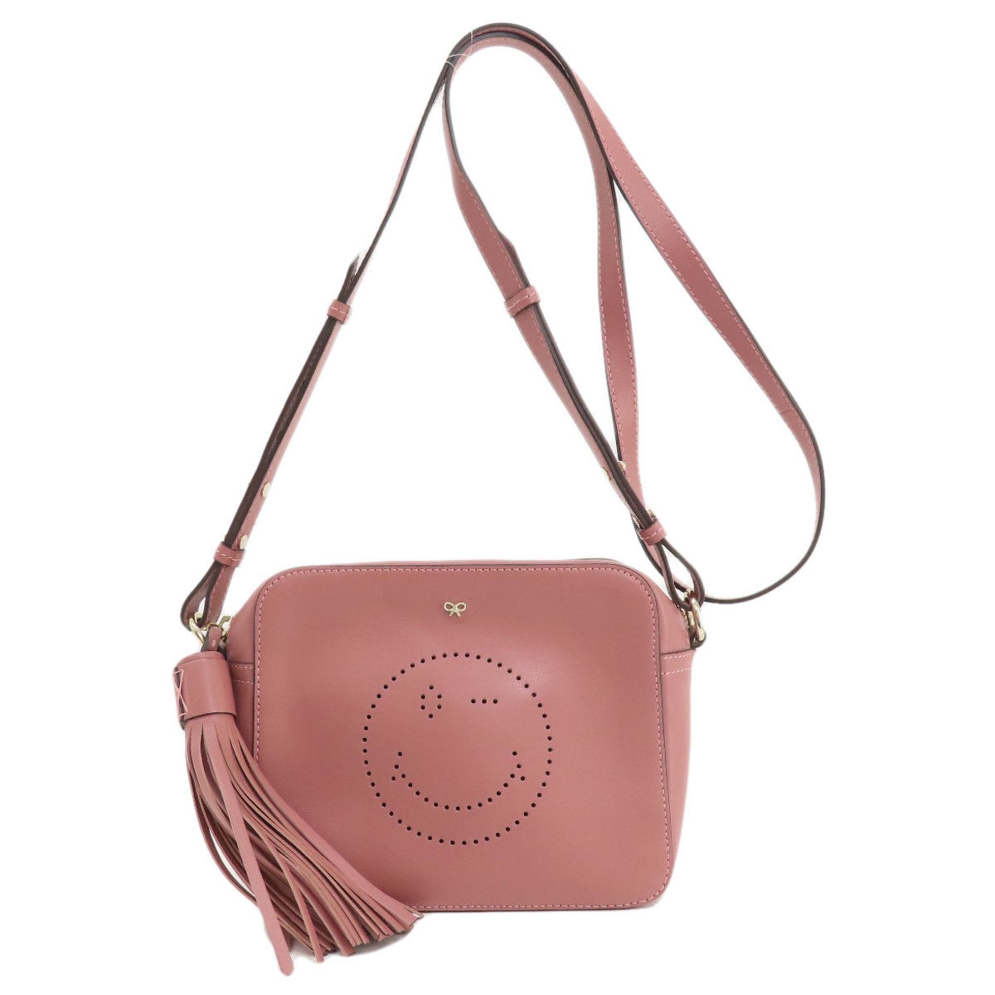 Anya Hindmarch Smiley Wink Pink Leather Shopper Bag