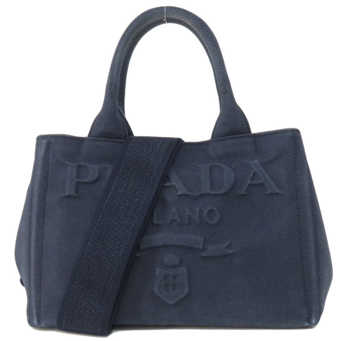 Prada Canapa Navy Canvas Handbag 