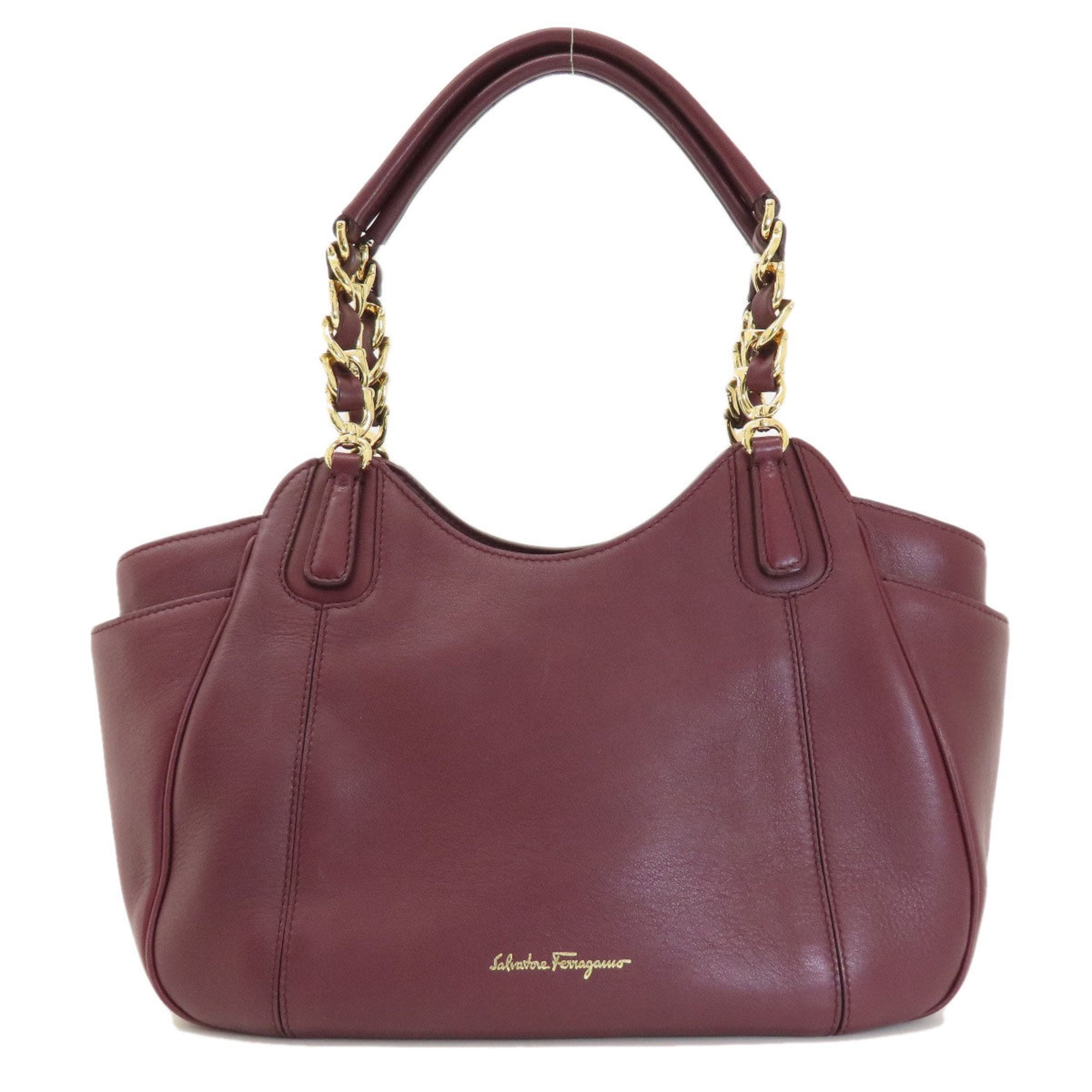 Salvatore Ferragamo Melinda Burgundy Leather Tote Bag