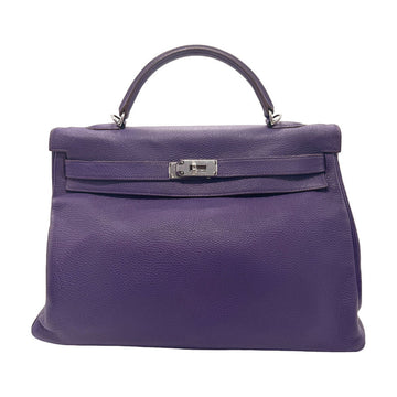 Hermès Kelly 40 Purple Leather Handbag 