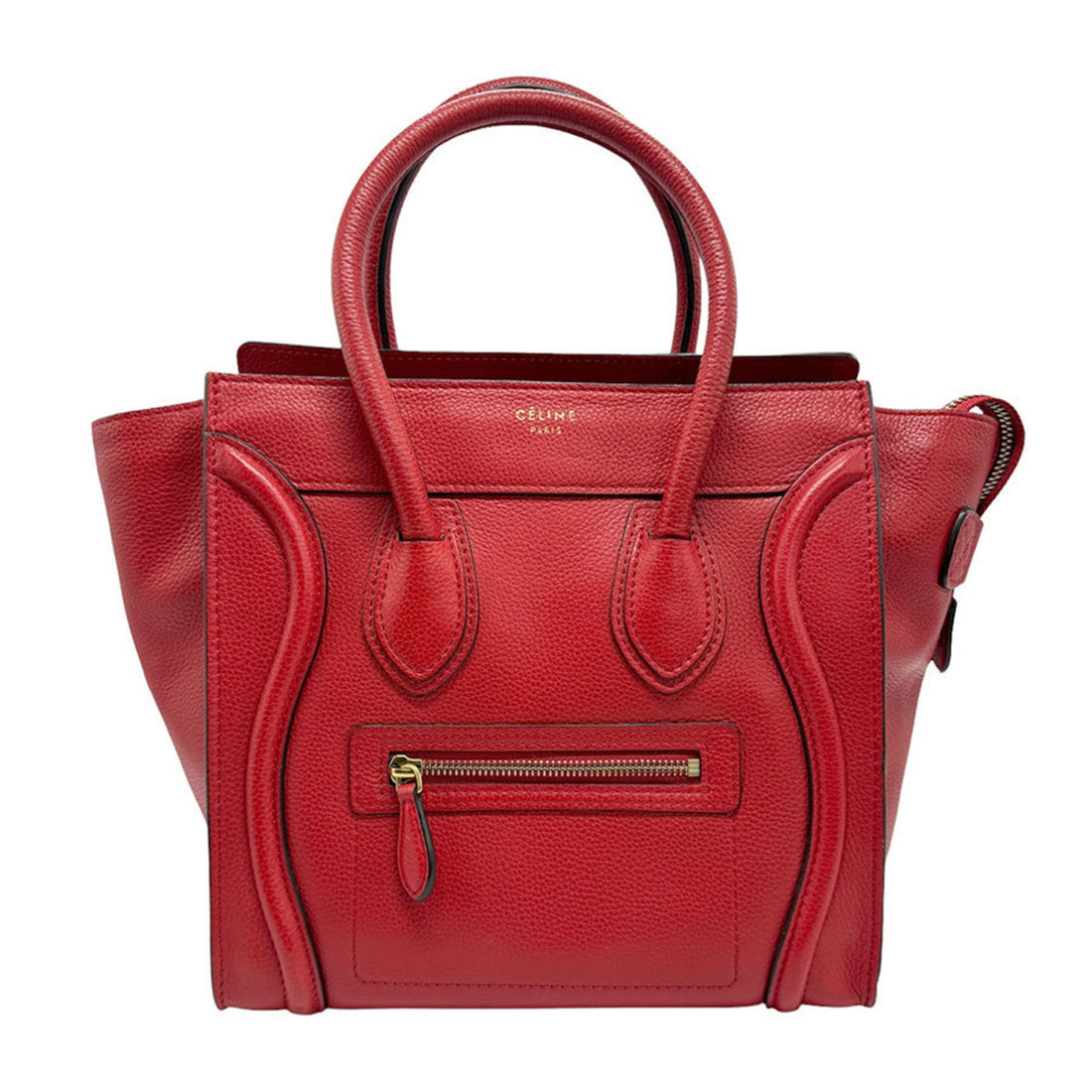 Céline Luggage Red Leather Tote Bag