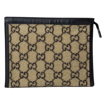 Gucci GG pattern Beige Wool Clutch Bag