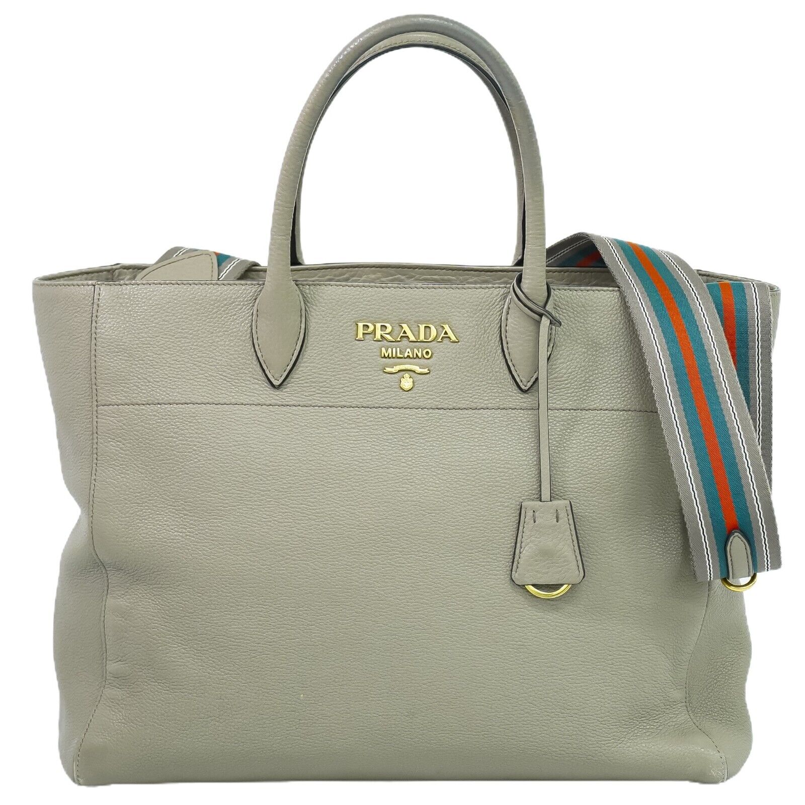 Prada Vitello Grey Leather Handbag 