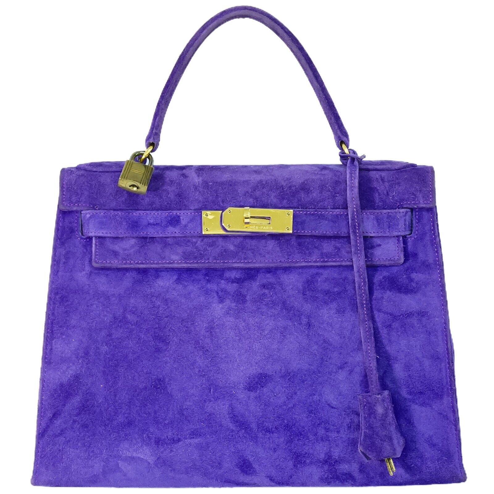 Hermès Kelly 28 Purple Velvet Handbag 