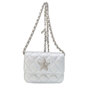 Chanel Chevron Silver Leather Shoulder Bag