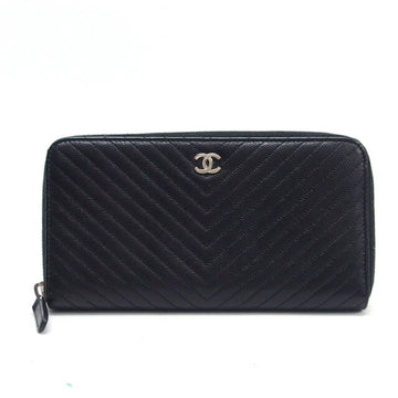 Chanel V-Stich Black Leather Wallet 