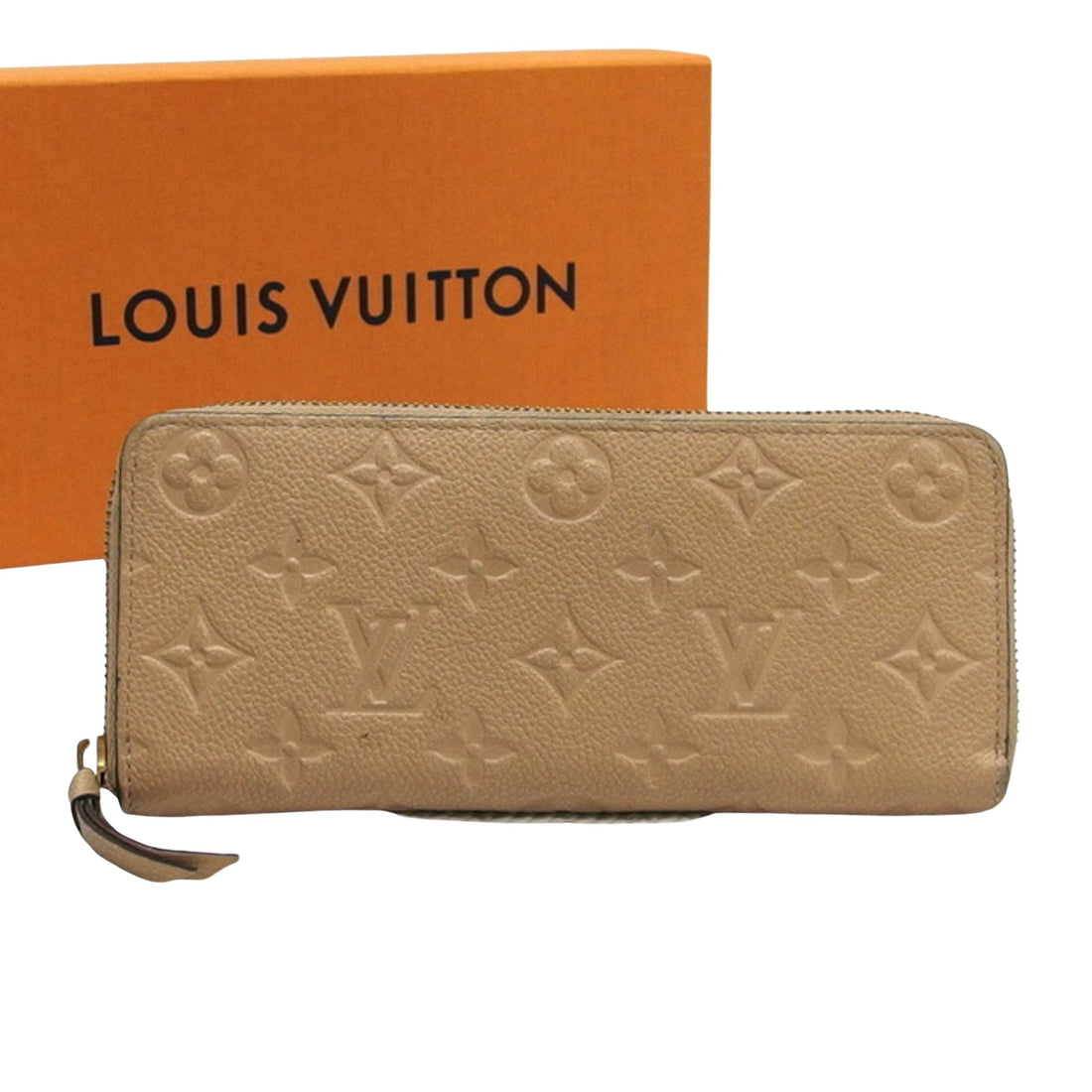 Louis Vuitton Portefeuille Clémence Beige Leather Wallet 