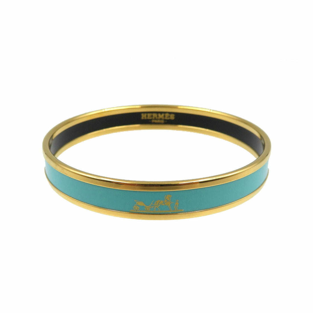 Hermès Émail Blue Gold Plated Bracelet 