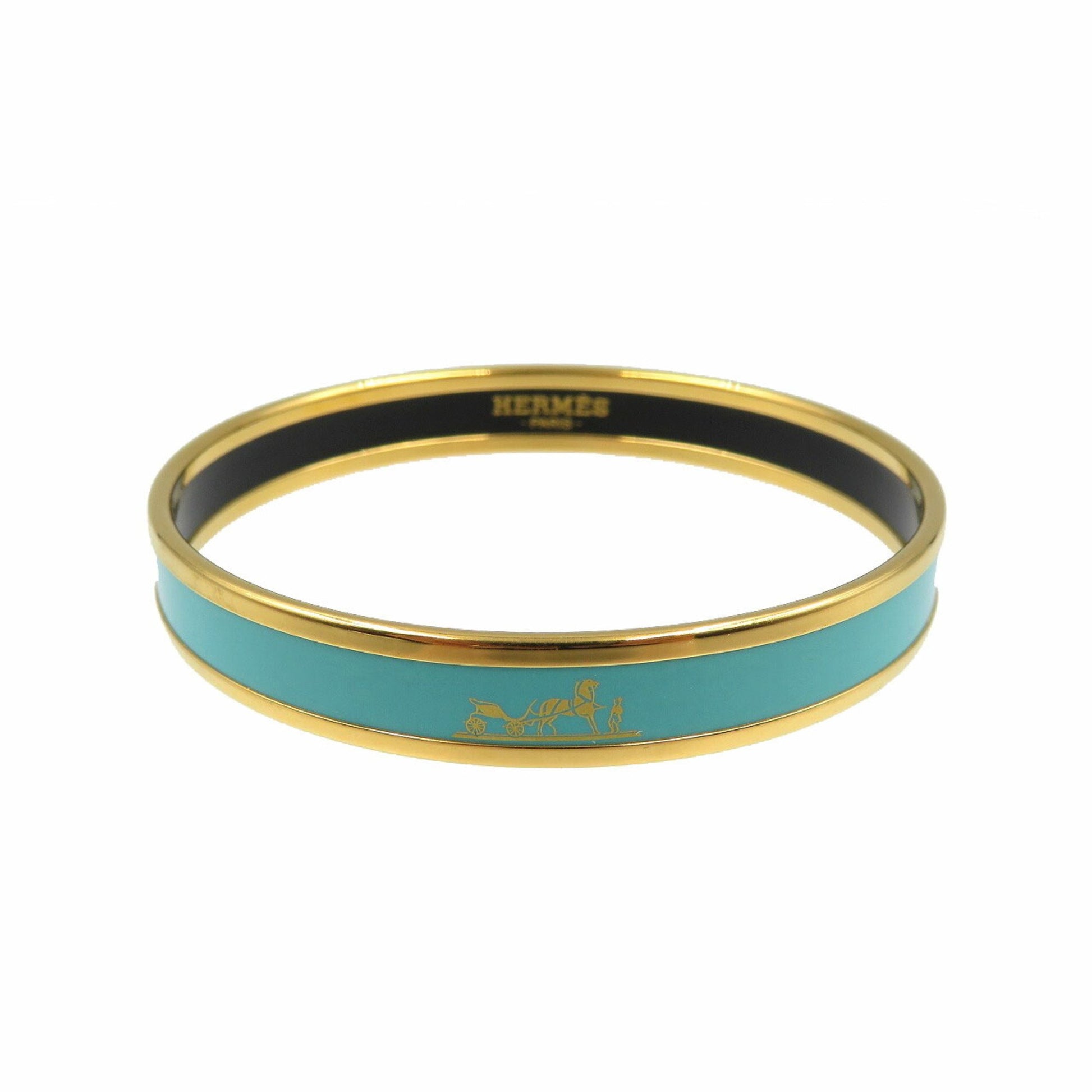 Hermès Émail Blue Gold Plated Bracelet 