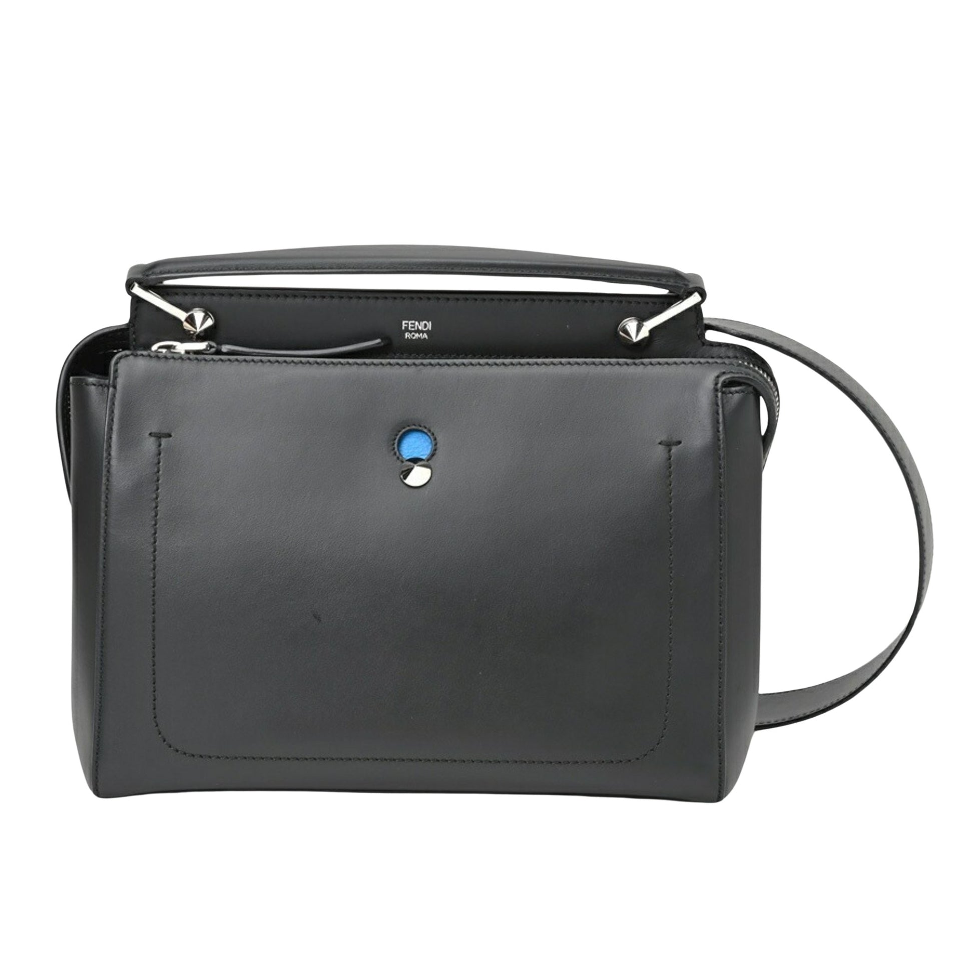 Fendi Dot Com Black Leather Shoulder Bag