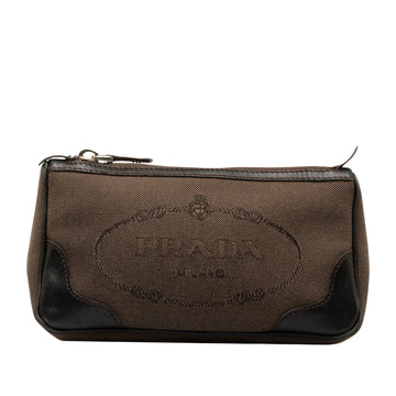 Prada Cosmetic pouch Brown Canvas Clutch Bag