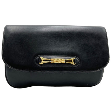 Céline Horse carriage Black Leather Clutch Bag