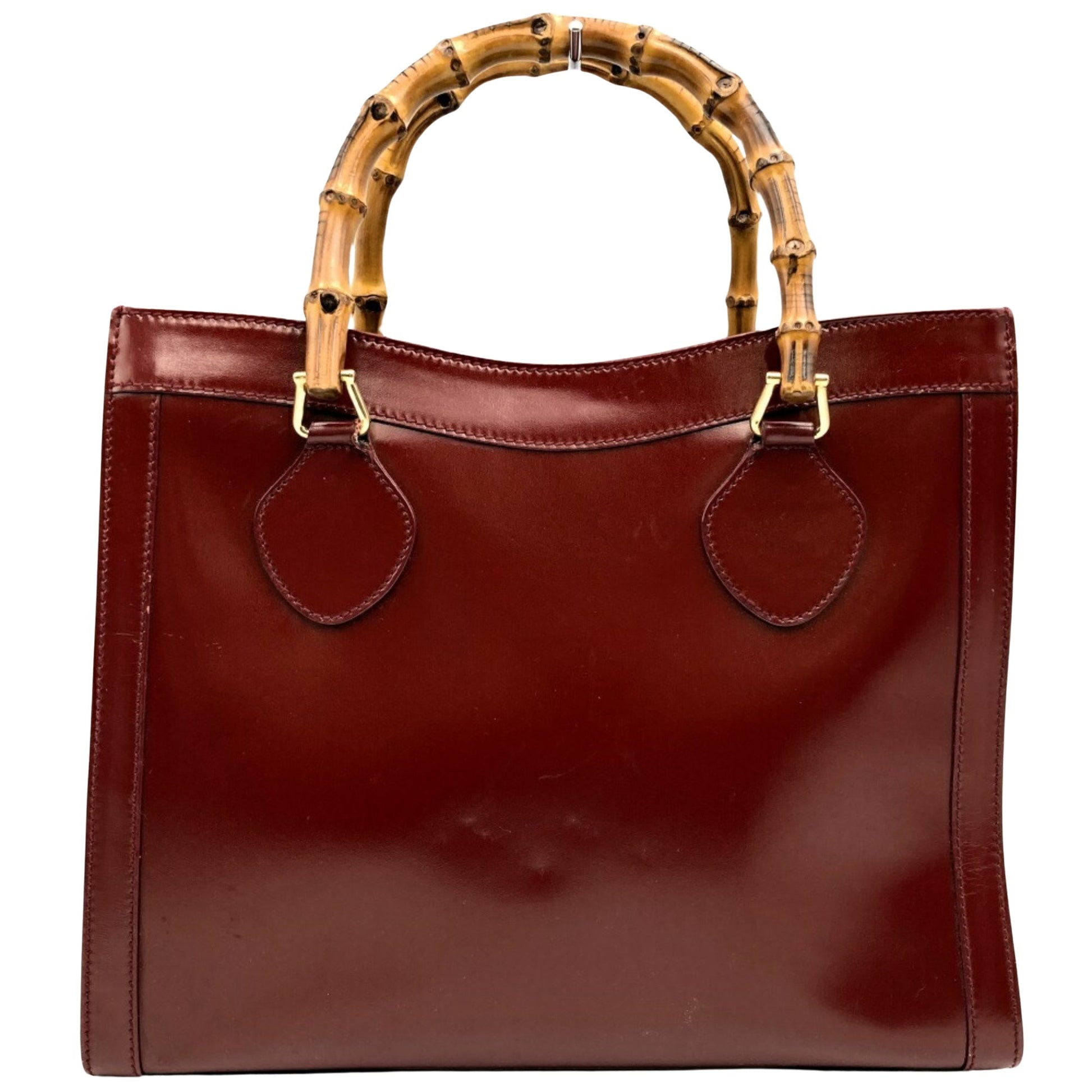 Gucci Bamboo Red Leather Tote Bag