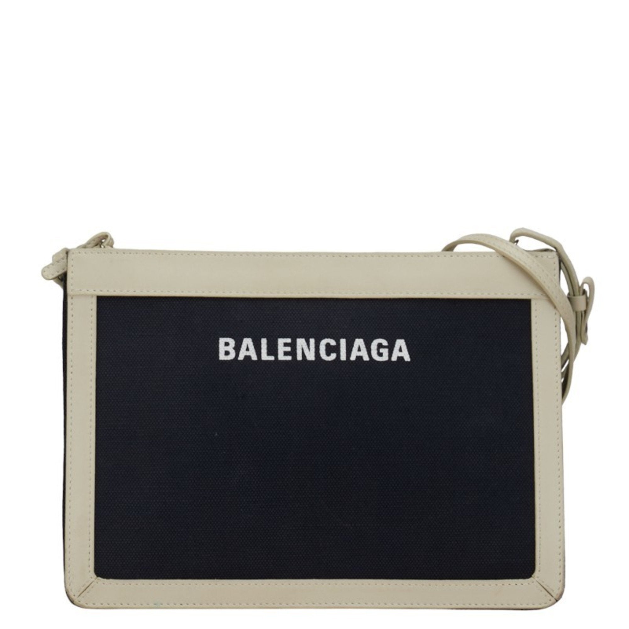 Balenciaga Navy pouch Beige Canvas Shoulder Bag